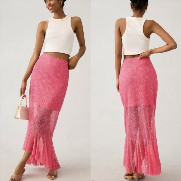 NWT Anthropologie sheer lace mermaid skirt size 12 balletcore fairycore - Picture 3 of 13